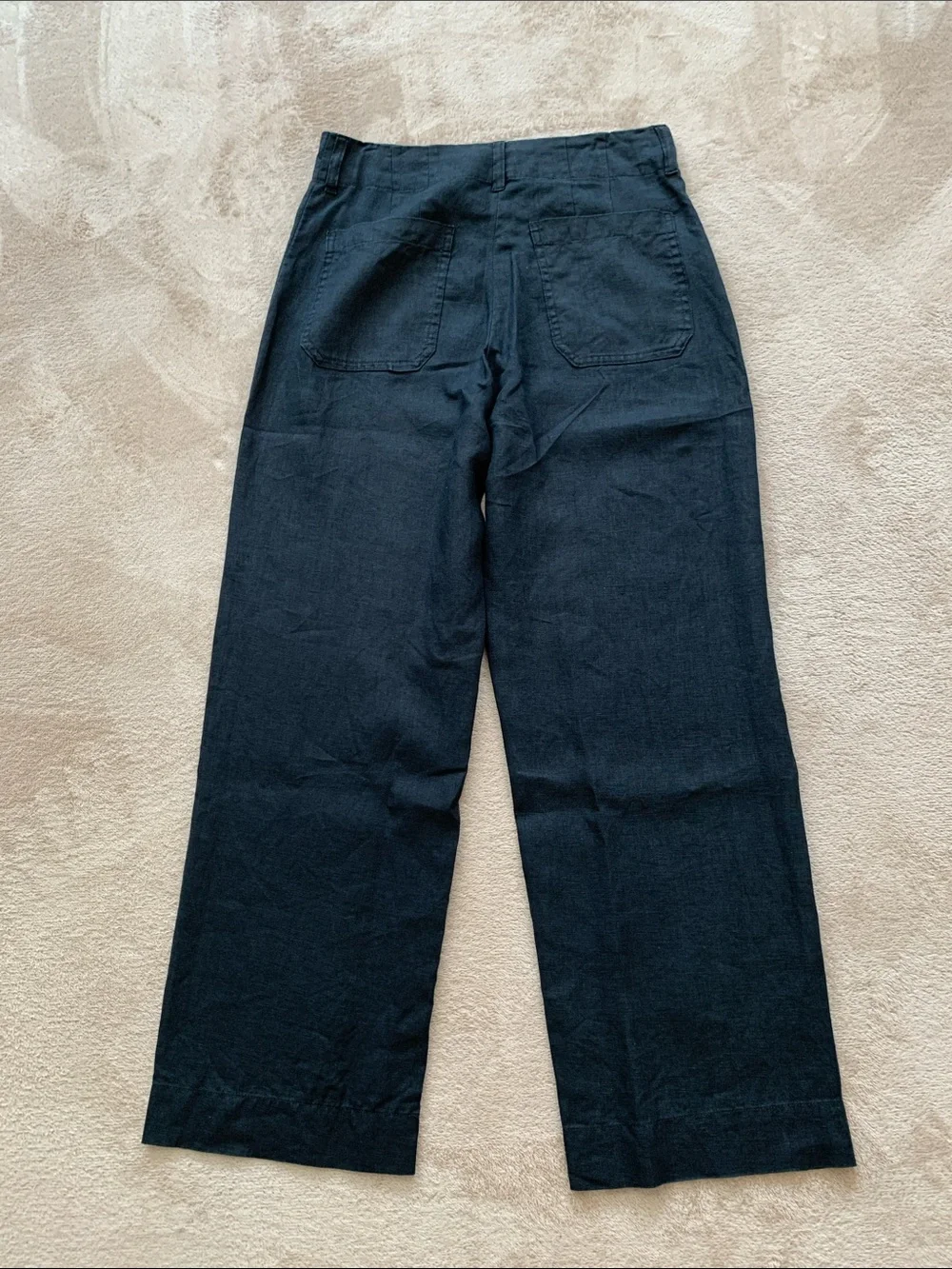 Quince 100% European Linen Patch Pocket Wide Leg Pants - Black Size 4